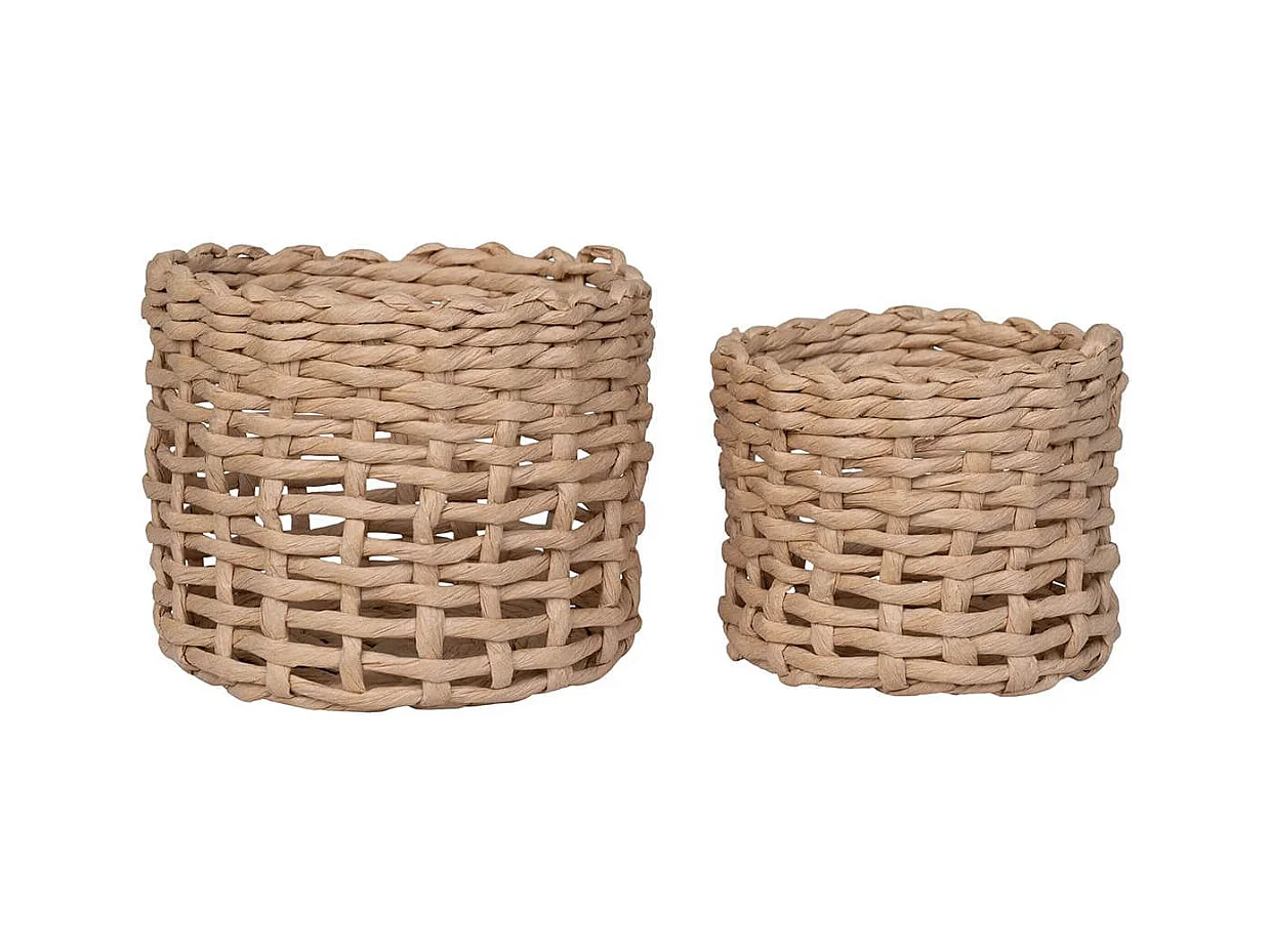 PENELOPE - Lot de 2 Paniers Ronds en Papier Imitation Rotin