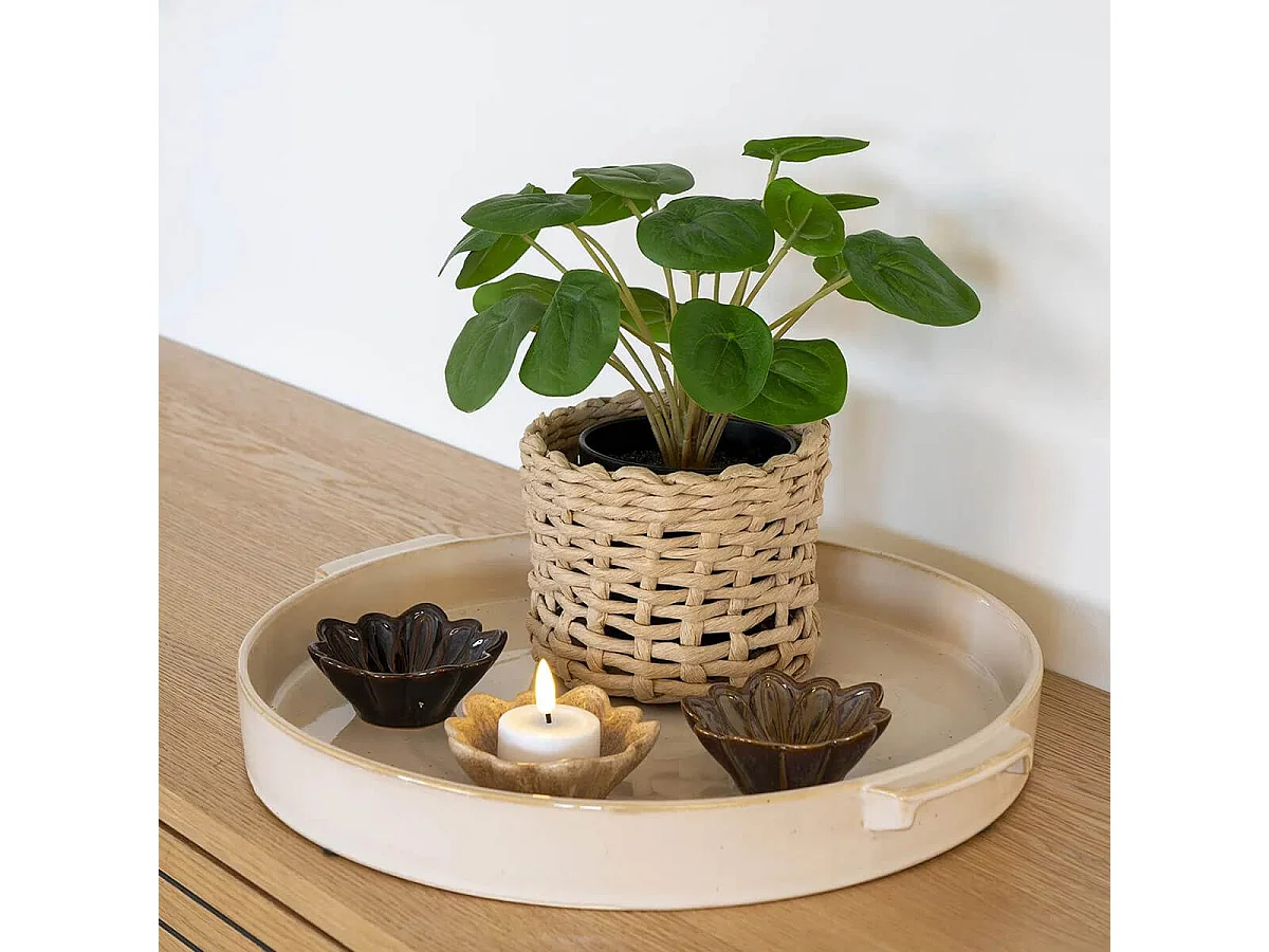 PENELOPE - Lot de 2 Paniers Ronds en Papier Imitation Rotin