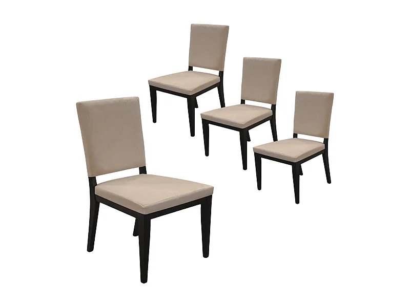 MANTA - Lot de 4 Chaises Suédine Taupe et Bois Gris Anthracite