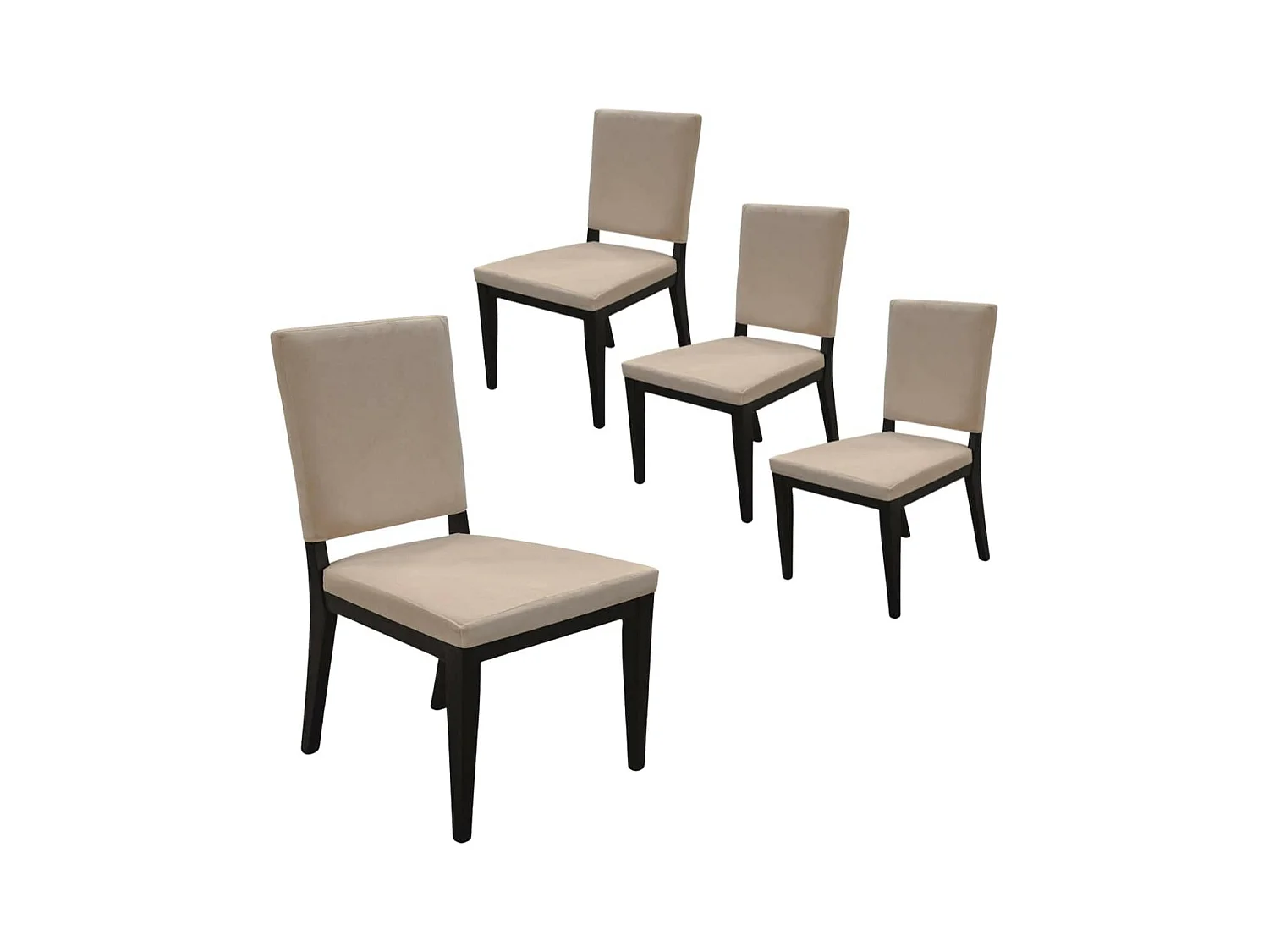 MANTA - Lot de 4 Chaises Suédine Taupe et Bois Gris Anthracite