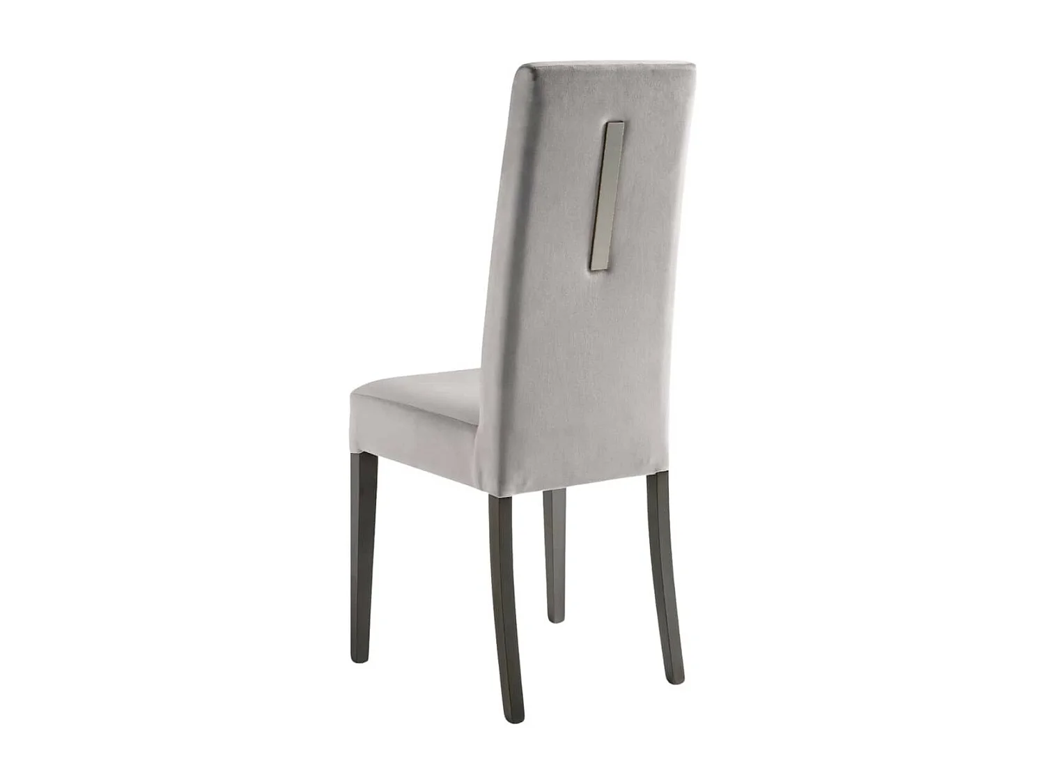 GUEDA - Lot de 6 Chaises Suédine Grise Détail Argenté et Bois Anthracite