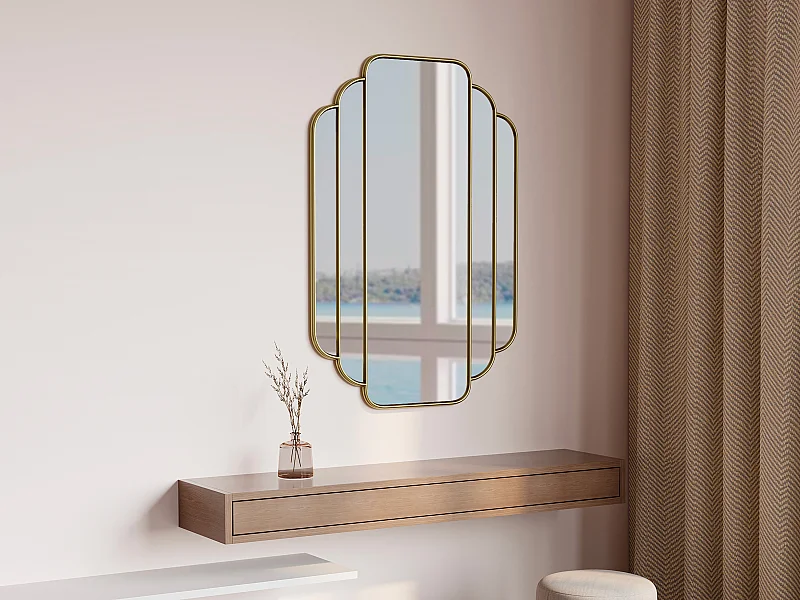 Miroir art déco doré antique - L. 70 x H. 105 cm - DALVIA
