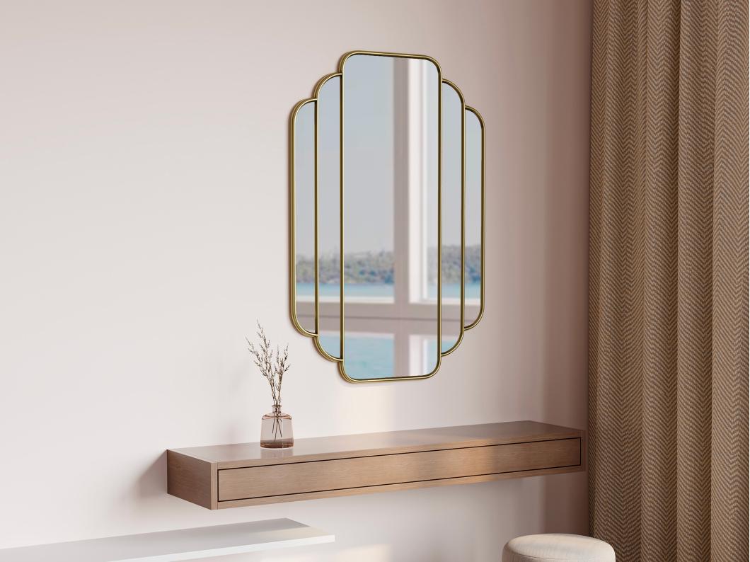 Lustro art deco vintage złote - szer. 70 x wys. 105 cm - DALVIA