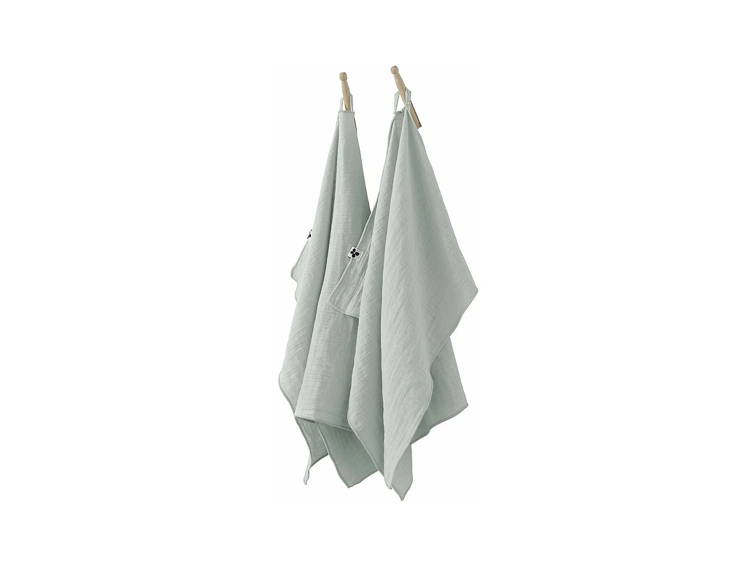 OUREA - Lot de 2 Essuie-mains 50x70cm Gaze de Coton Eucalyptus