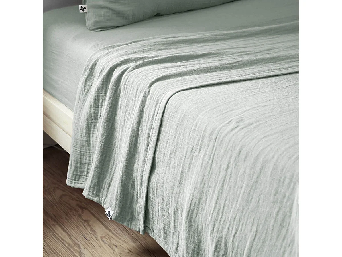 OUREA - Drap Plat 270x300cm Gaze de Coton Eucalyptus