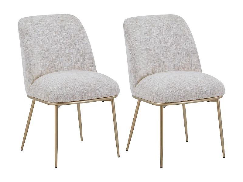 Lot de 2 chaises en tissu et métal doré - Crème - DYLORA