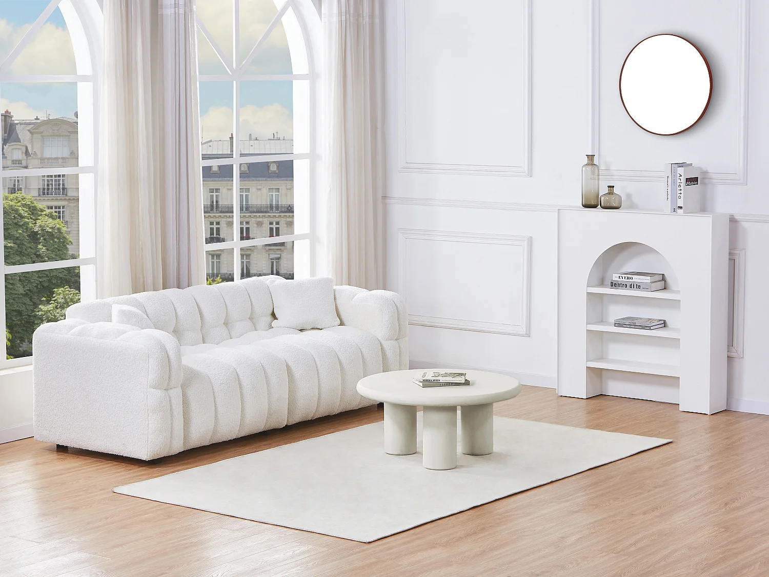 Table basse en MDF - Effet béton blanc cassé - MARELNA