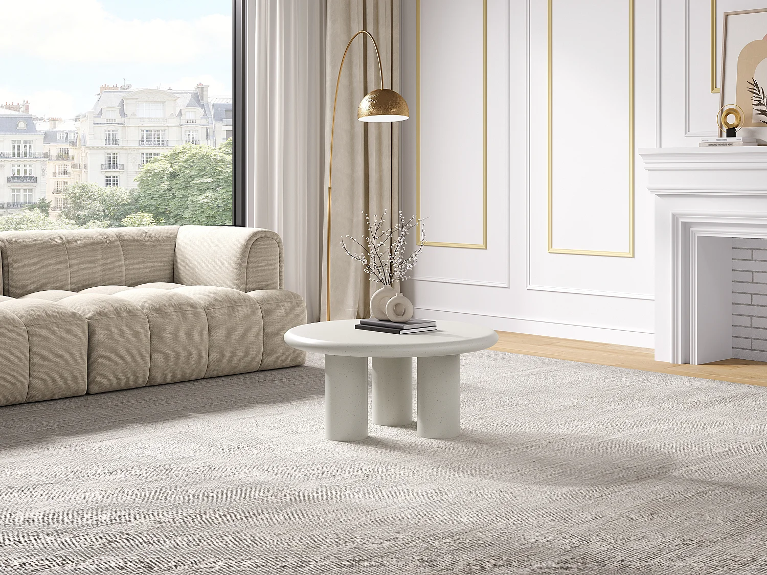 Table basse en MDF - Effet béton blanc cassé - MARELNA