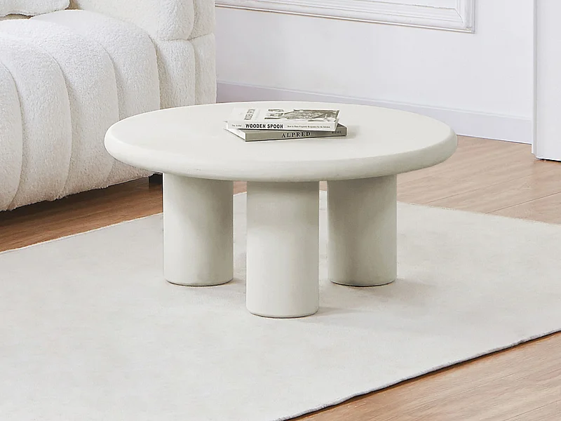 Salontafel van MDF - Gebroken wit betoneffect - MARELNA