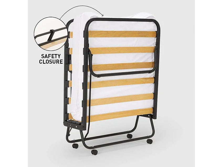 Cama plegable con colchón y somier de microfibra 80x190cm Demetra - Blanco