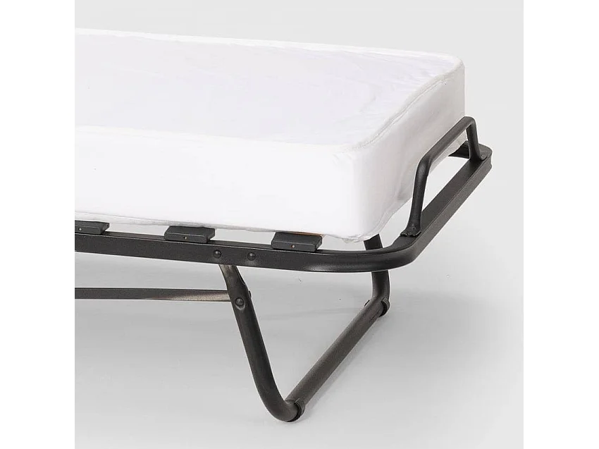 Cama plegable con colchón y somier de microfibra 80x190cm Demetra - Blanco