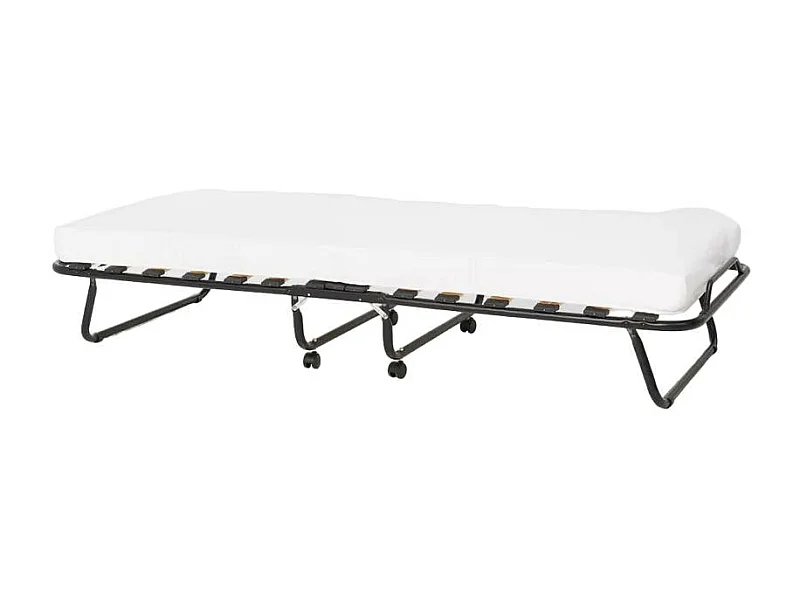 Cama plegable con colchón y somier de microfibra 80x190cm Demetra - Blanco