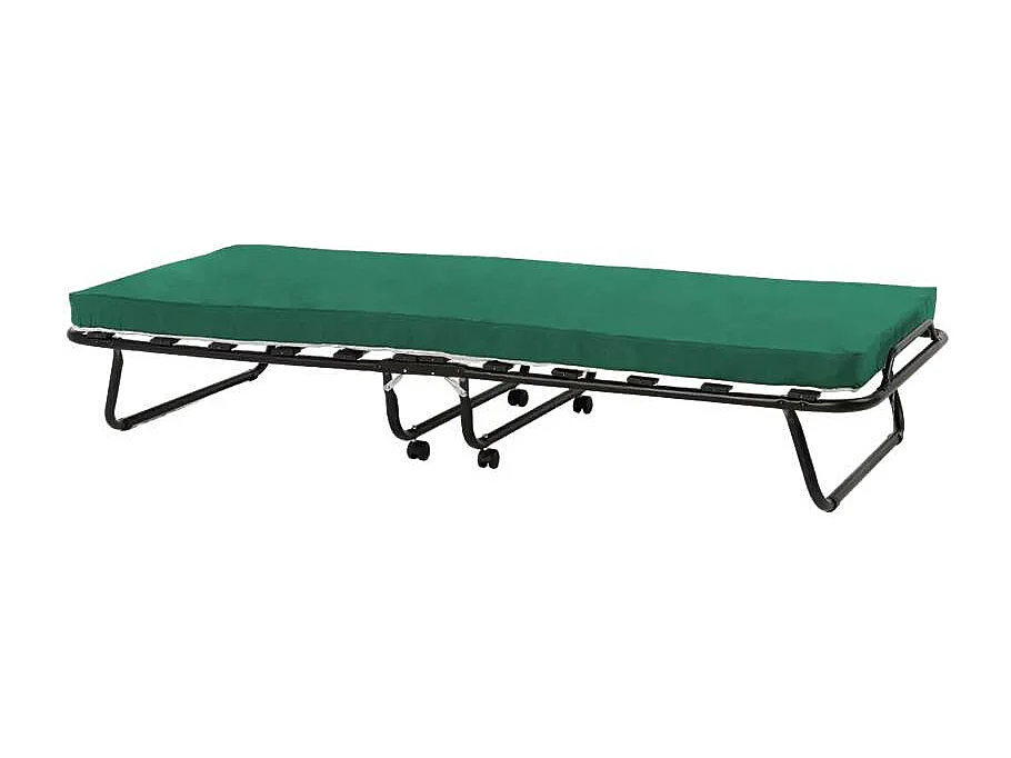 Cama plegable con ruedas, colchón y somier 80x180 Ares - Verde oscuro