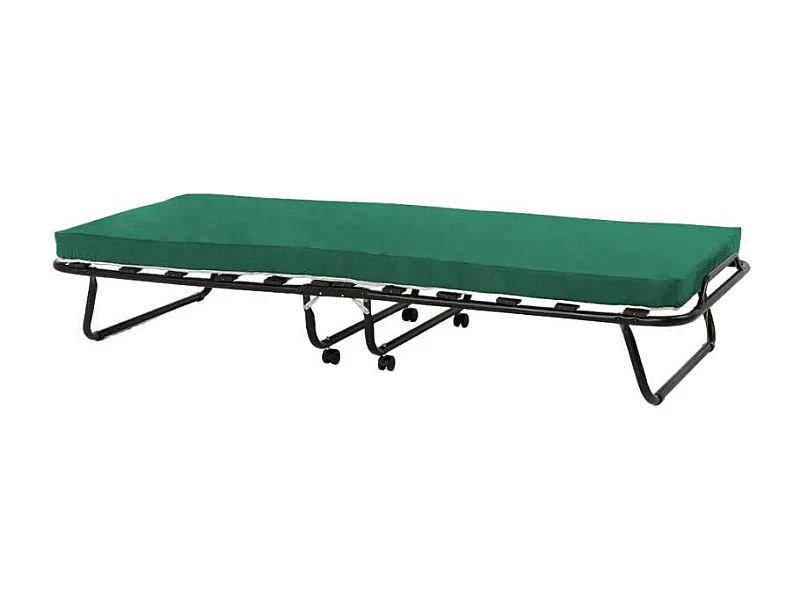 Cama plegable con ruedas, colchón y somier 80x180 Ares - Verde oscuro
