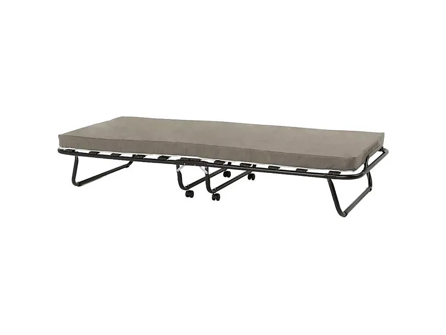 Lit pliant 80x180 avec matelas sommier à lattes et roulettes THERON