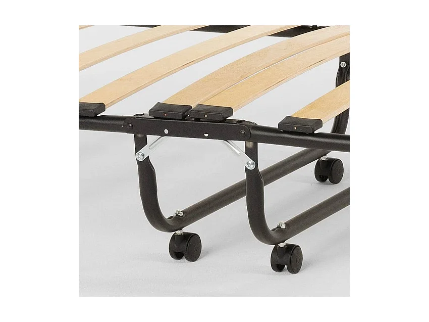 Lit pliant 80x180 avec matelas sommier à lattes et roulettes THERON
