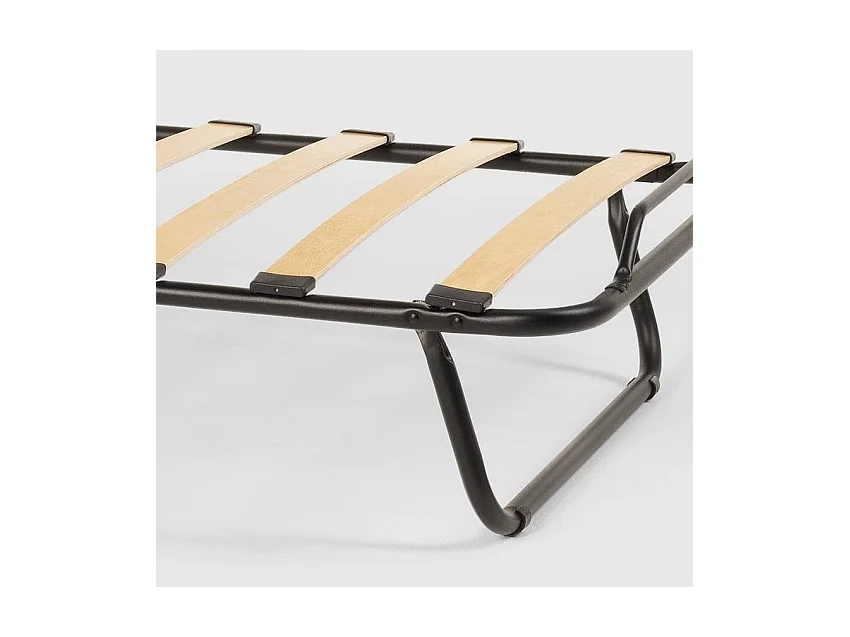 Lit pliant 80x180 avec matelas sommier à lattes et roulettes THERON