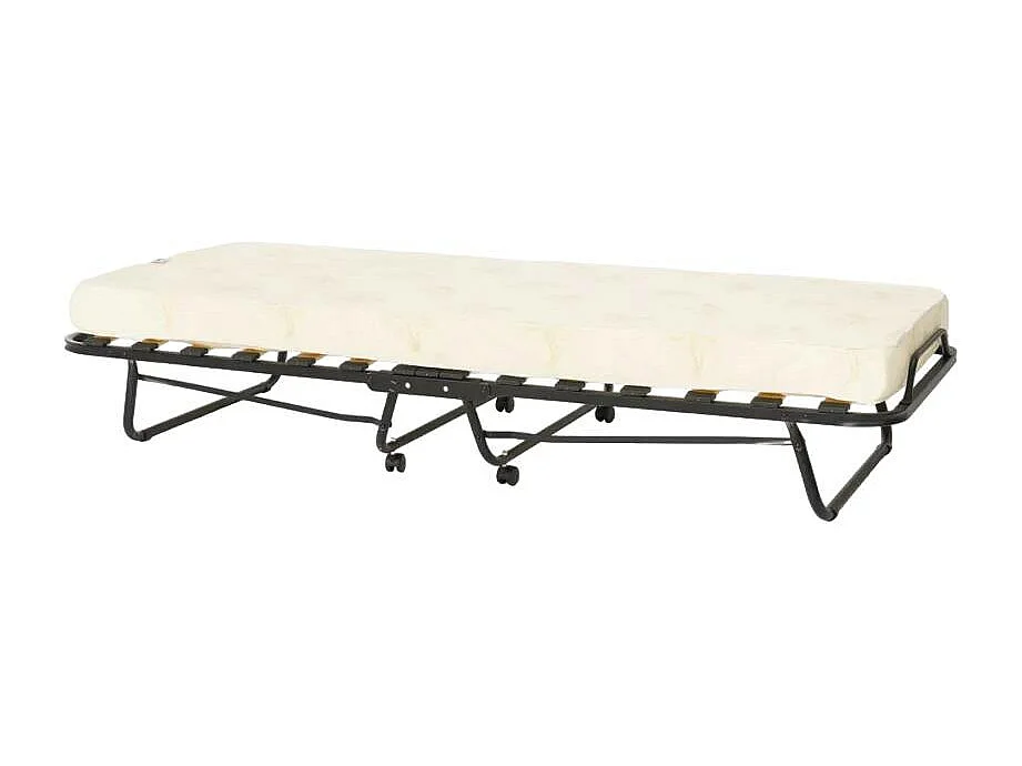 Cama plegable con colchón y somier de microfibra 80x190cm Demetra - Beige