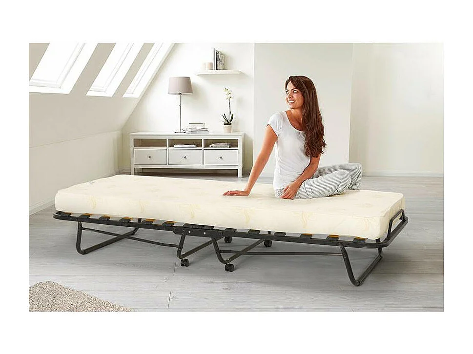Cama plegable con colchón y somier de microfibra 80x190cm Demetra - Beige