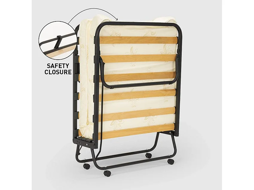 Cama plegable con colchón y somier de microfibra 80x190cm Demetra - Beige