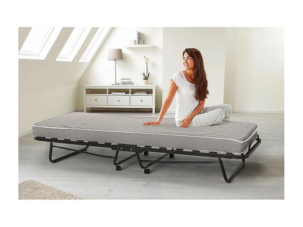 Cama plegable con colchón y somier de microfibra 80x190cm Demetra - Verde oscuro