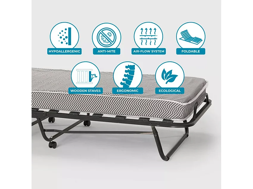 Cama plegable con colchón y somier de microfibra 80x190cm Demetra - Verde oscuro