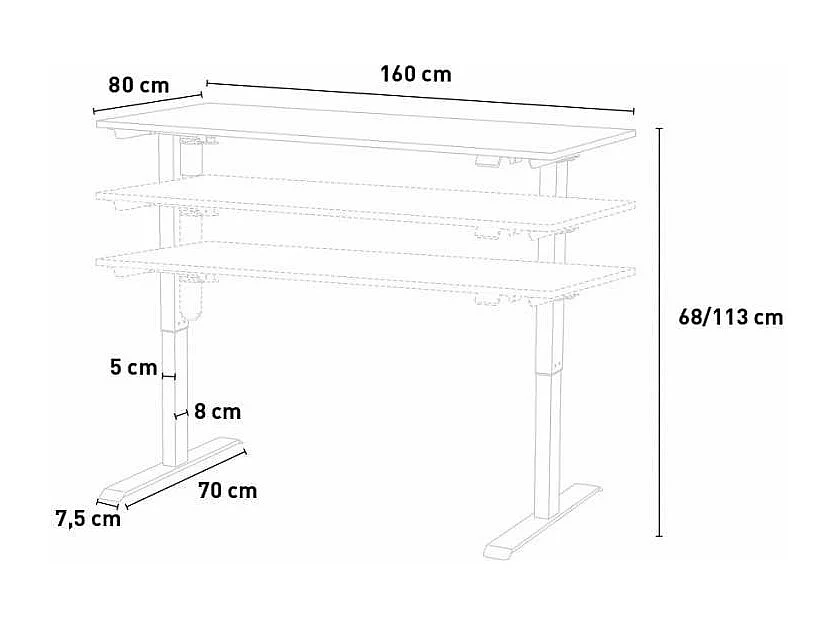 Scrivania elettrica regolabile in altezza 160x80 Giulia