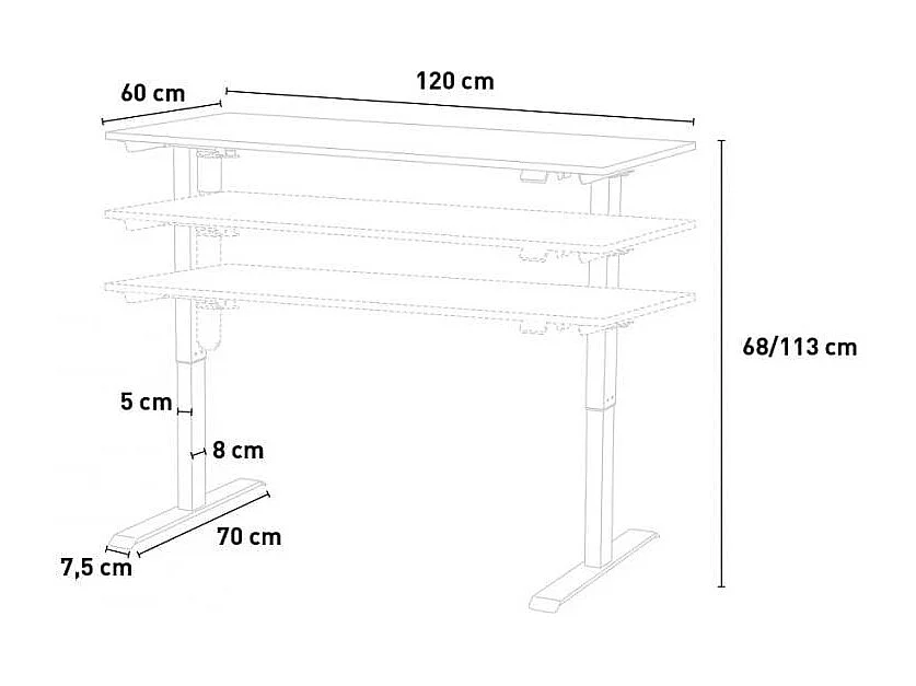 Scrivania elettrica regolabile in altezza 120x60 Carmine