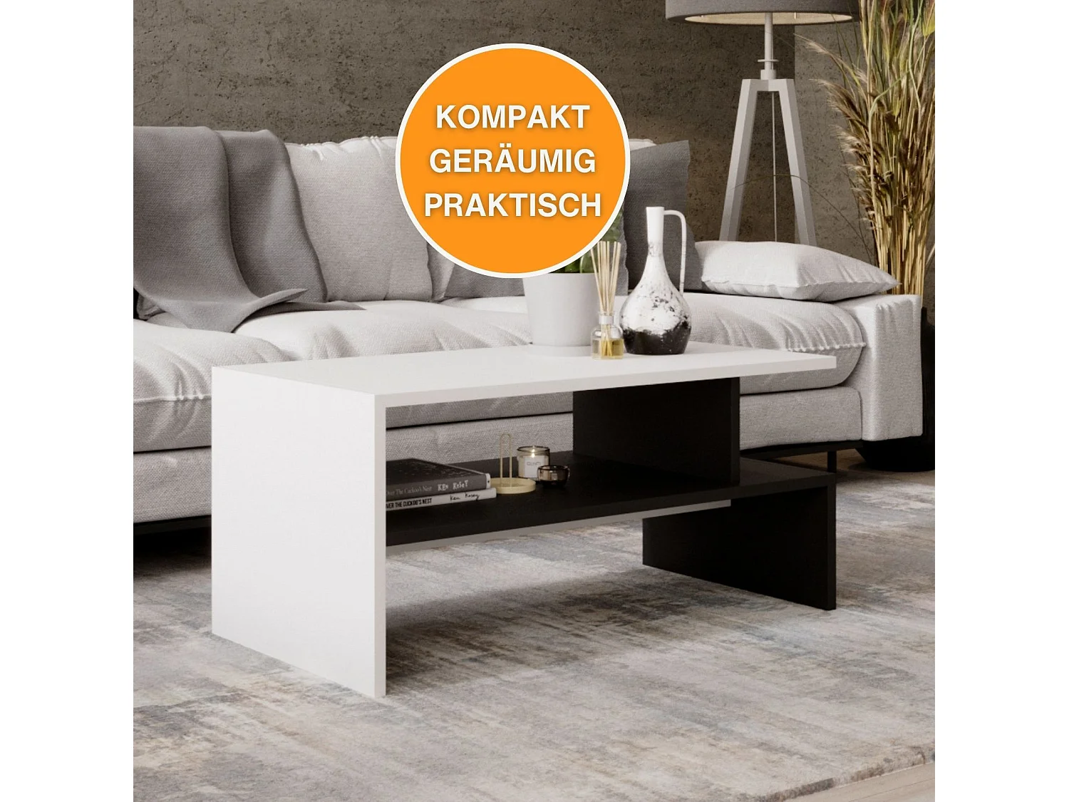 CraftPAK moderner & stabiler Couchtisch für Wohnzimmer aus Holzwerkstoff