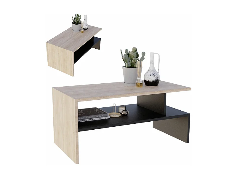 CraftPAK moderner & stabiler Couchtisch für Wohnzimmer aus Holzwerkstoff