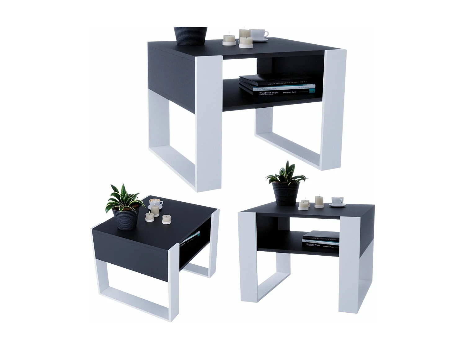 CraftPAK moderner & stabiler Couchtisch für Wohnzimmer aus Holzwerkstoff 45x53,6x65cm