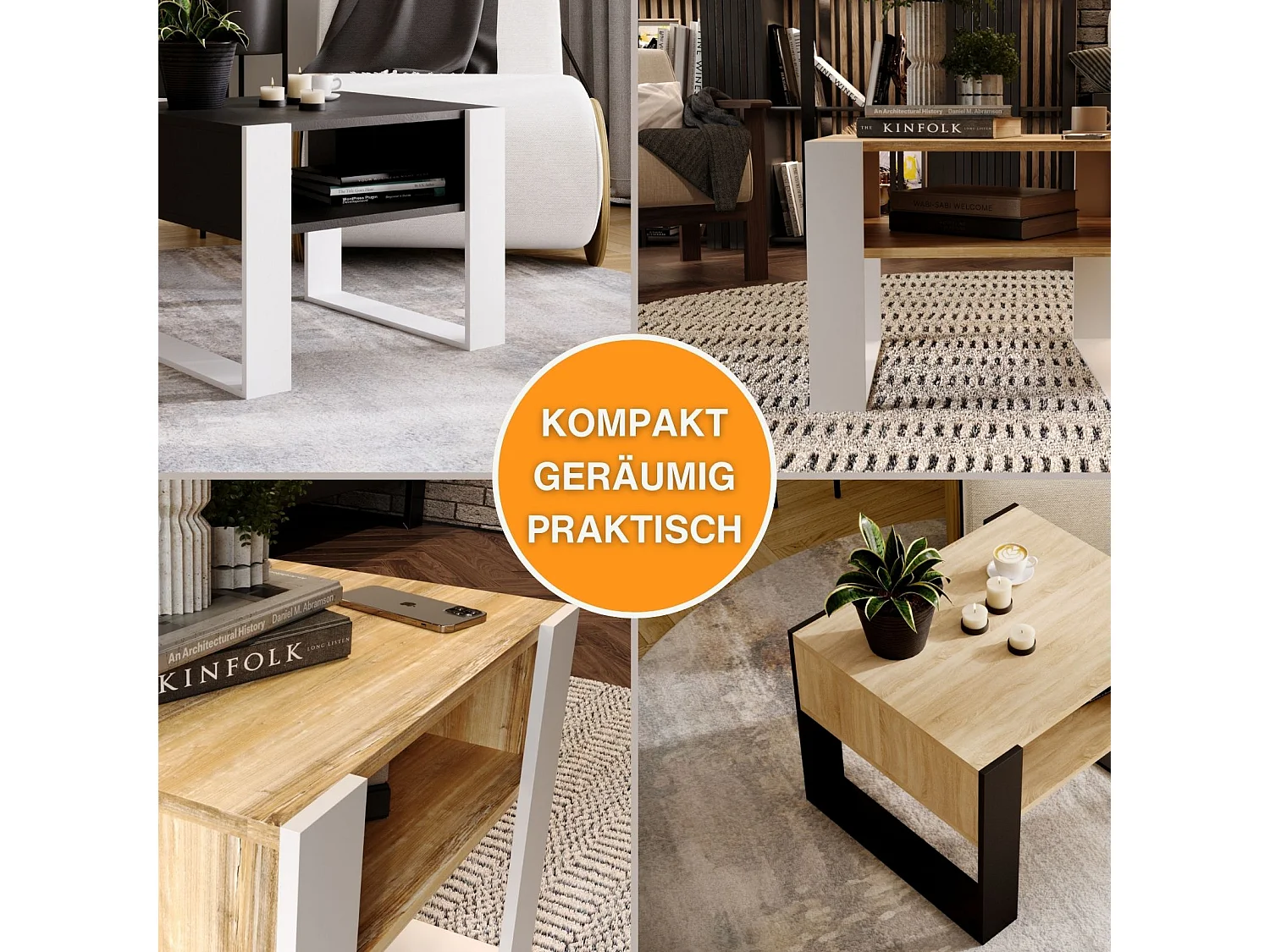 CraftPAK moderner & stabiler Couchtisch für Wohnzimmer aus Holzwerkstoff 45x53,6x65cm