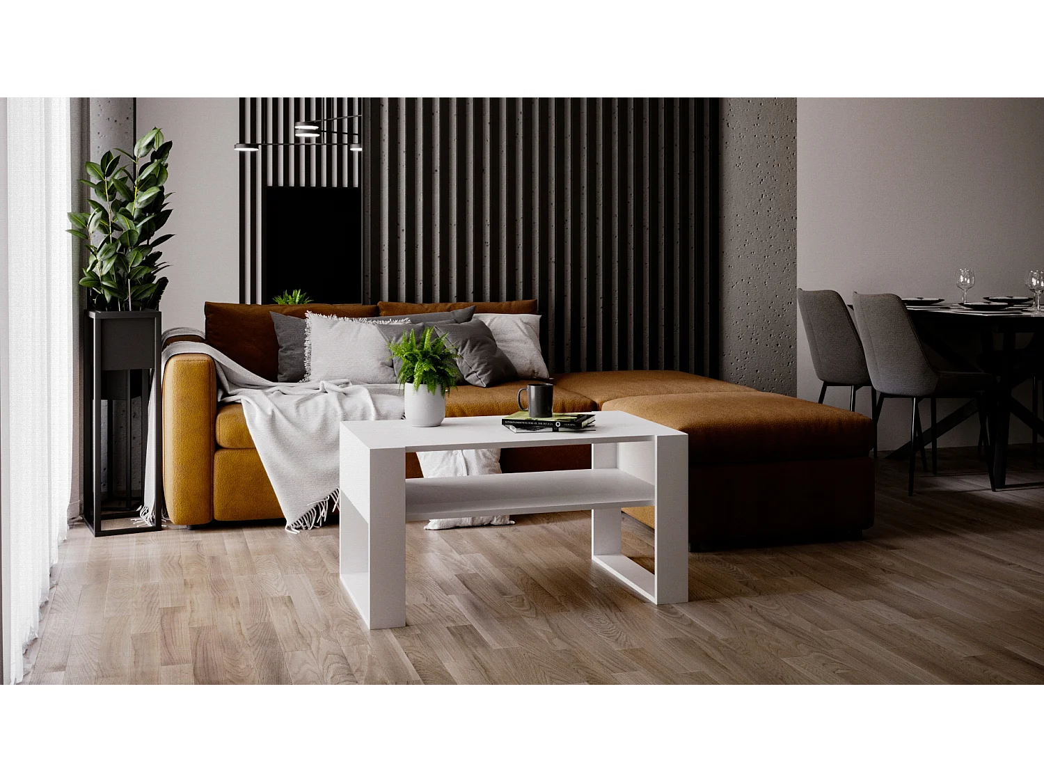 CraftPAK moderner & stabiler  Couchtisch für Wohnzimmer aus Holzwerkstoff 45x53,6x92cm