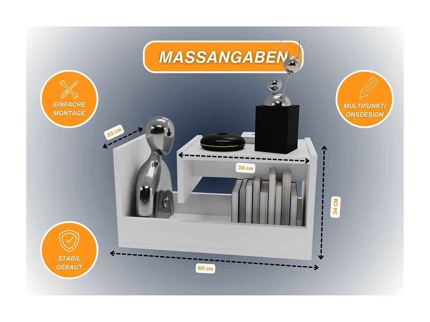 CraftPAK Wohnzimmer Tisch für Couch TRIO | 3 mögliche Aufstellmöglichkeiten