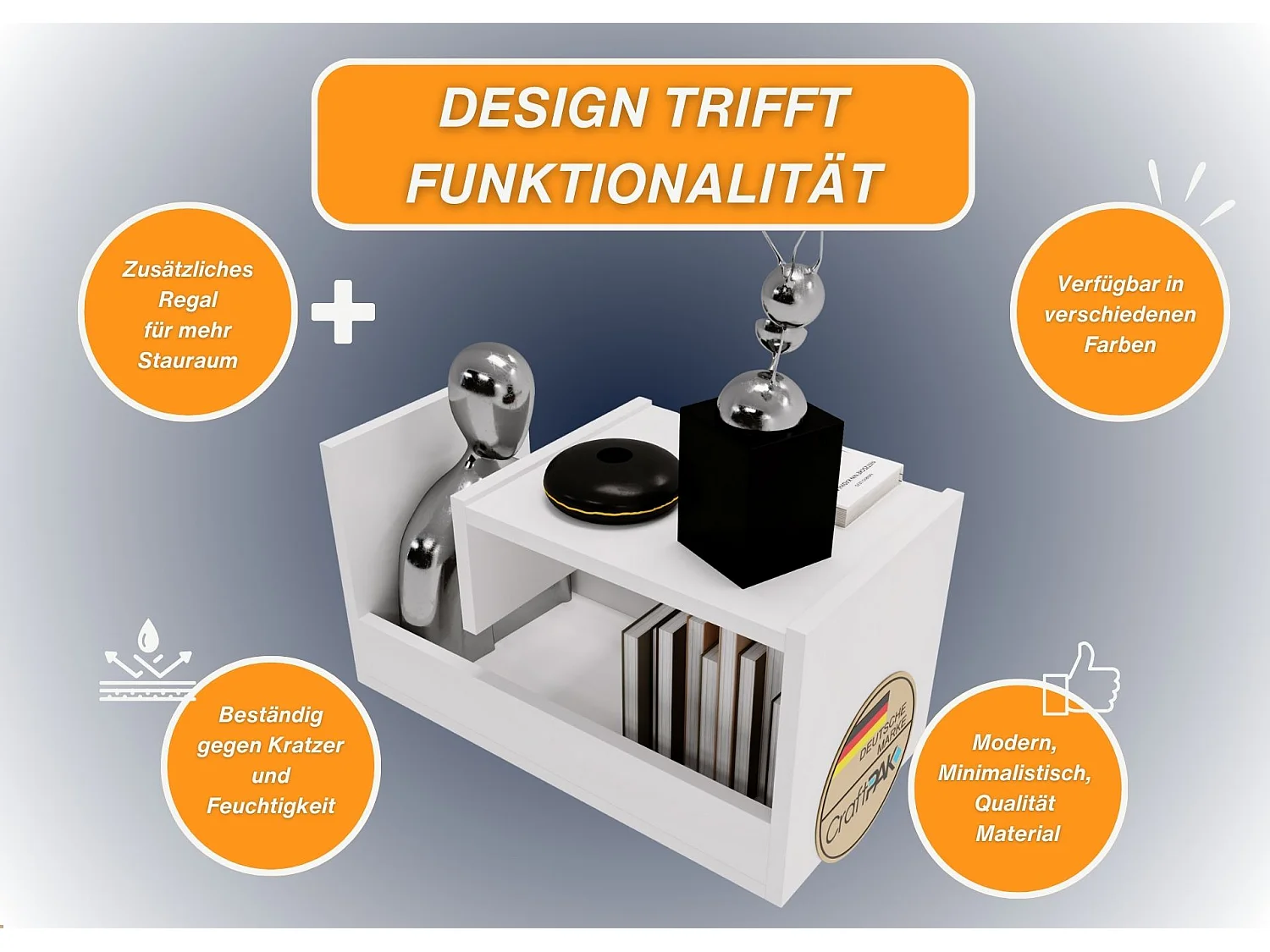 CraftPAK Wohnzimmer Tisch für Couch TRIO | 3 mögliche Aufstellmöglichkeiten