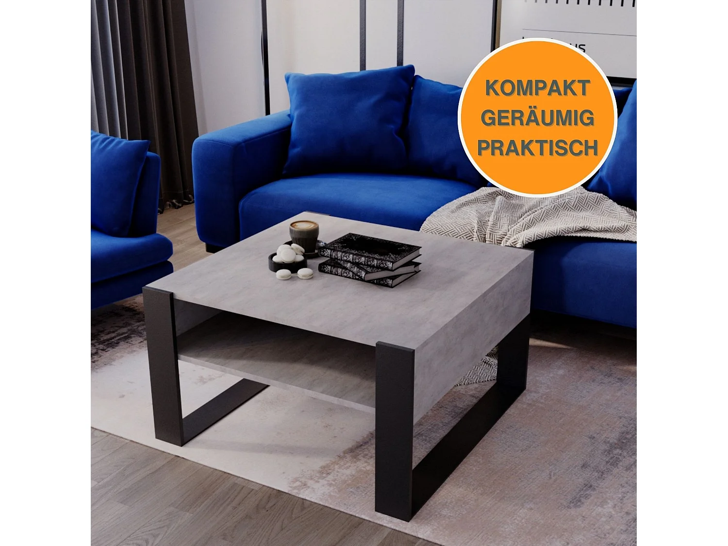 CraftPAK moderner & stabiler Couchtisch für Wohnzimmer aus Holzwerkstoff 45/71.5/68cm