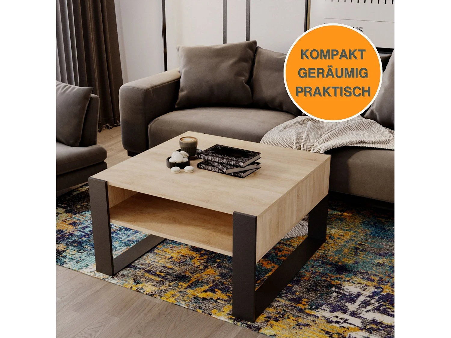 CraftPAK moderner & stabiler Couchtisch für Wohnzimmer aus Holzwerkstoff 45/71.5/68cm