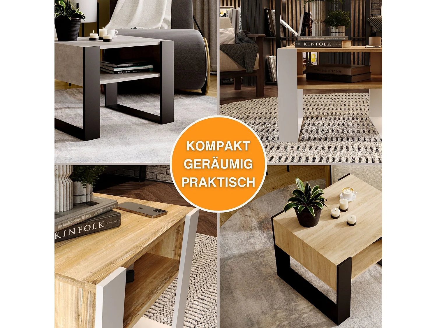 CraftPAK moderner & stabiler Couchtisch für Wohnzimmer aus Holzwerkstoff 45x53,6x65cm