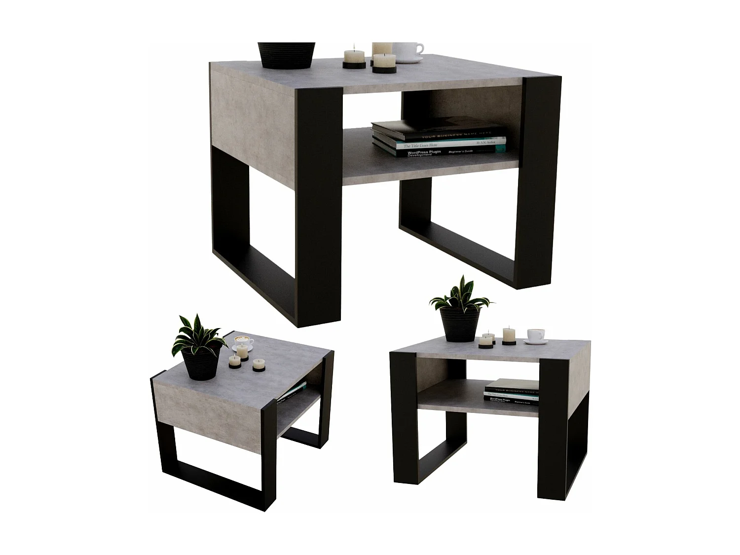 CraftPAK moderner & stabiler Couchtisch für Wohnzimmer aus Holzwerkstoff 45x53,6x65cm