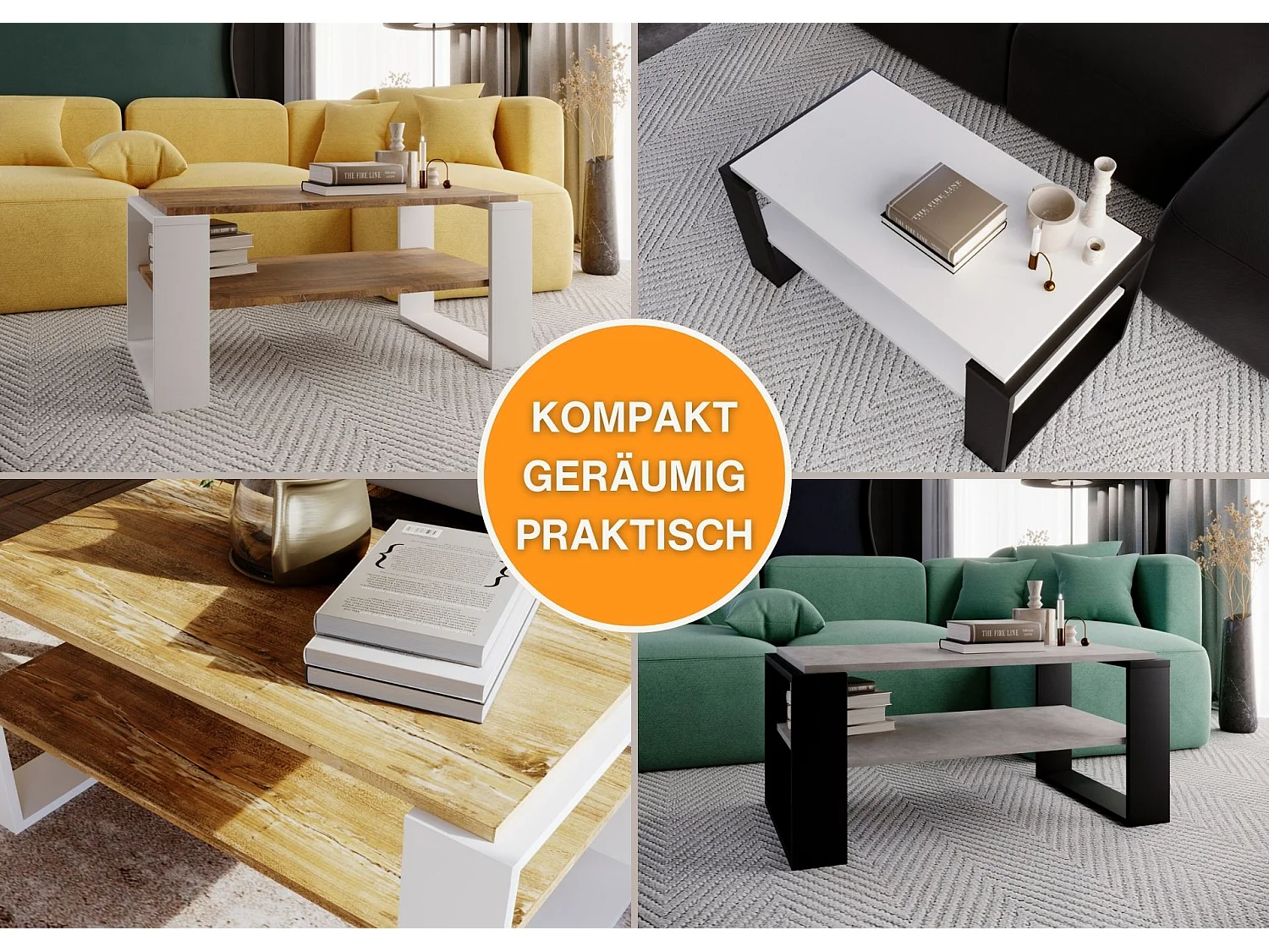 CraftPAK moderner & stabiler Couchtisch für Wohnzimmer aus Holzwerkstoff 42x54x96cm