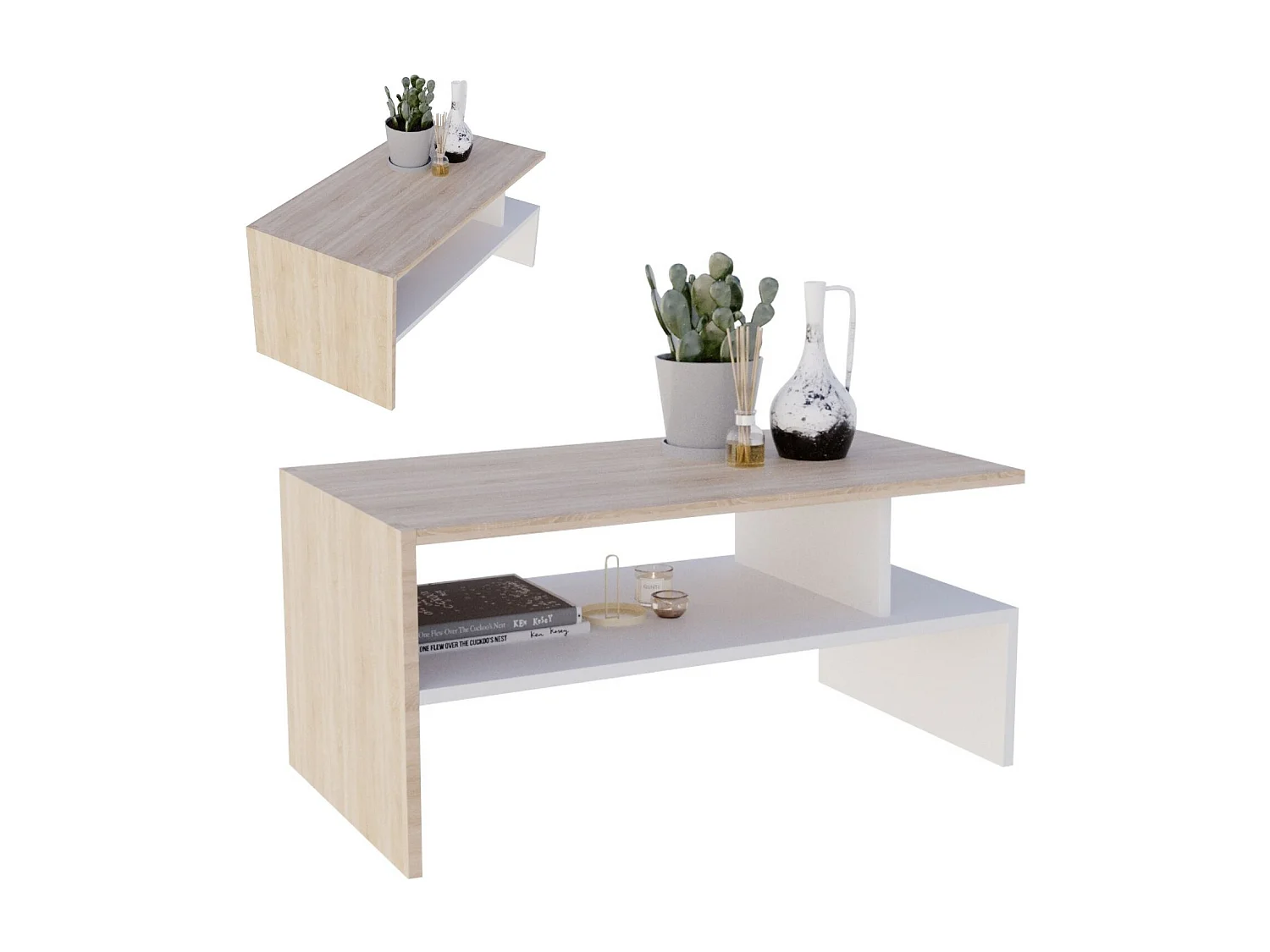CraftPAK moderner & stabiler Couchtisch für Wohnzimmer aus Holzwerkstoff