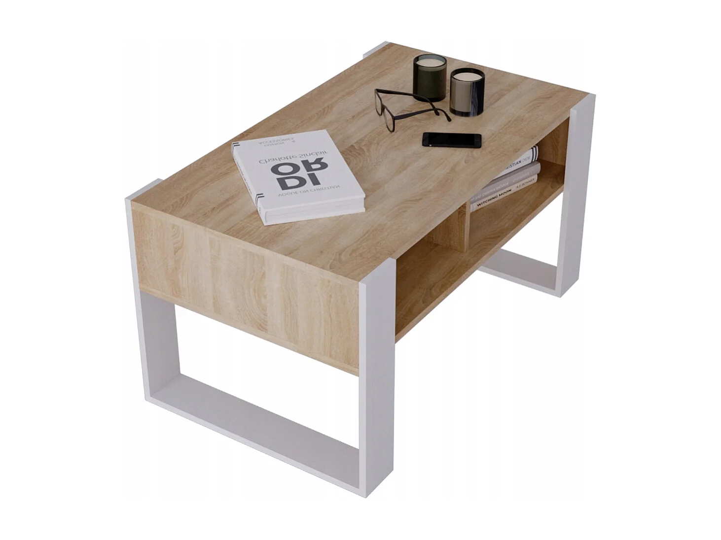 CraftPAK moderner & stabiler Couchtisch für Wohnzimmer aus Holzwerkstoff 45x53,6x92cm