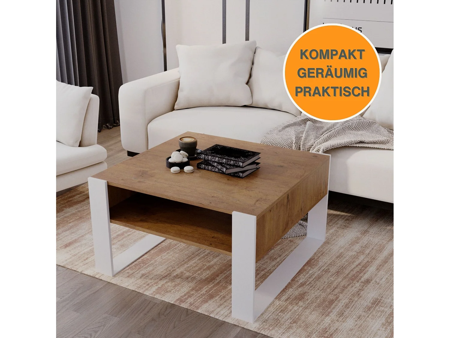 CraftPAK moderner & stabiler Couchtisch für Wohnzimmer aus Holzwerkstoff 45/71.5/68cm