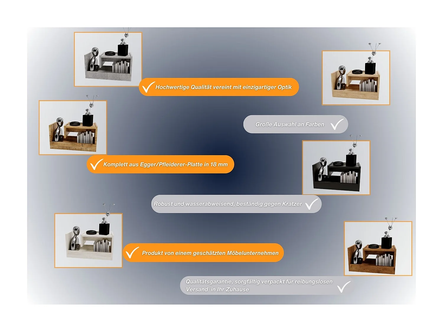 CraftPAK Wohnzimmer Tisch für Couch TRIO | 3 mögliche Aufstellmöglichkeiten