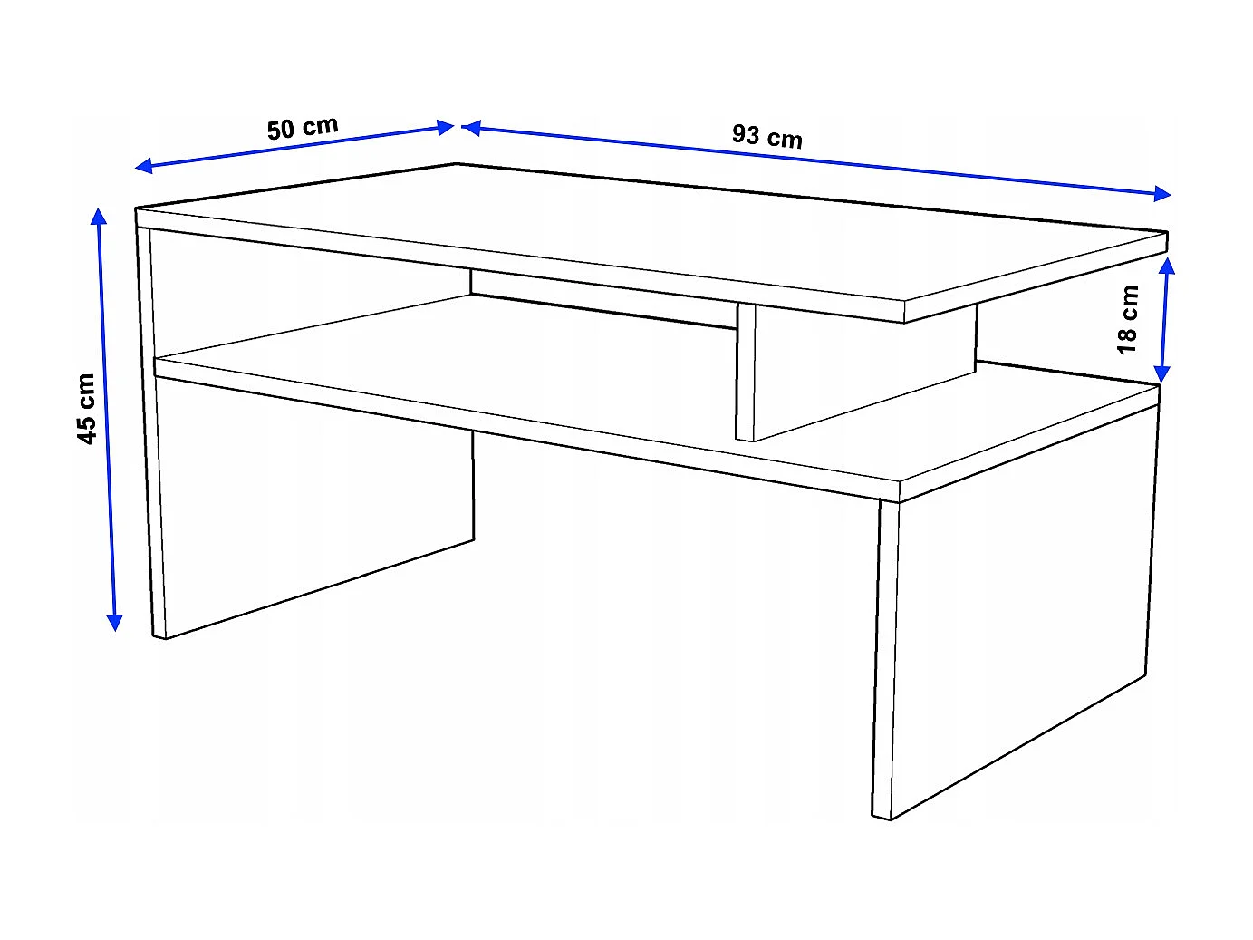 CraftPAK moderner & stabiler Couchtisch für Wohnzimmer aus Holzwerkstoff