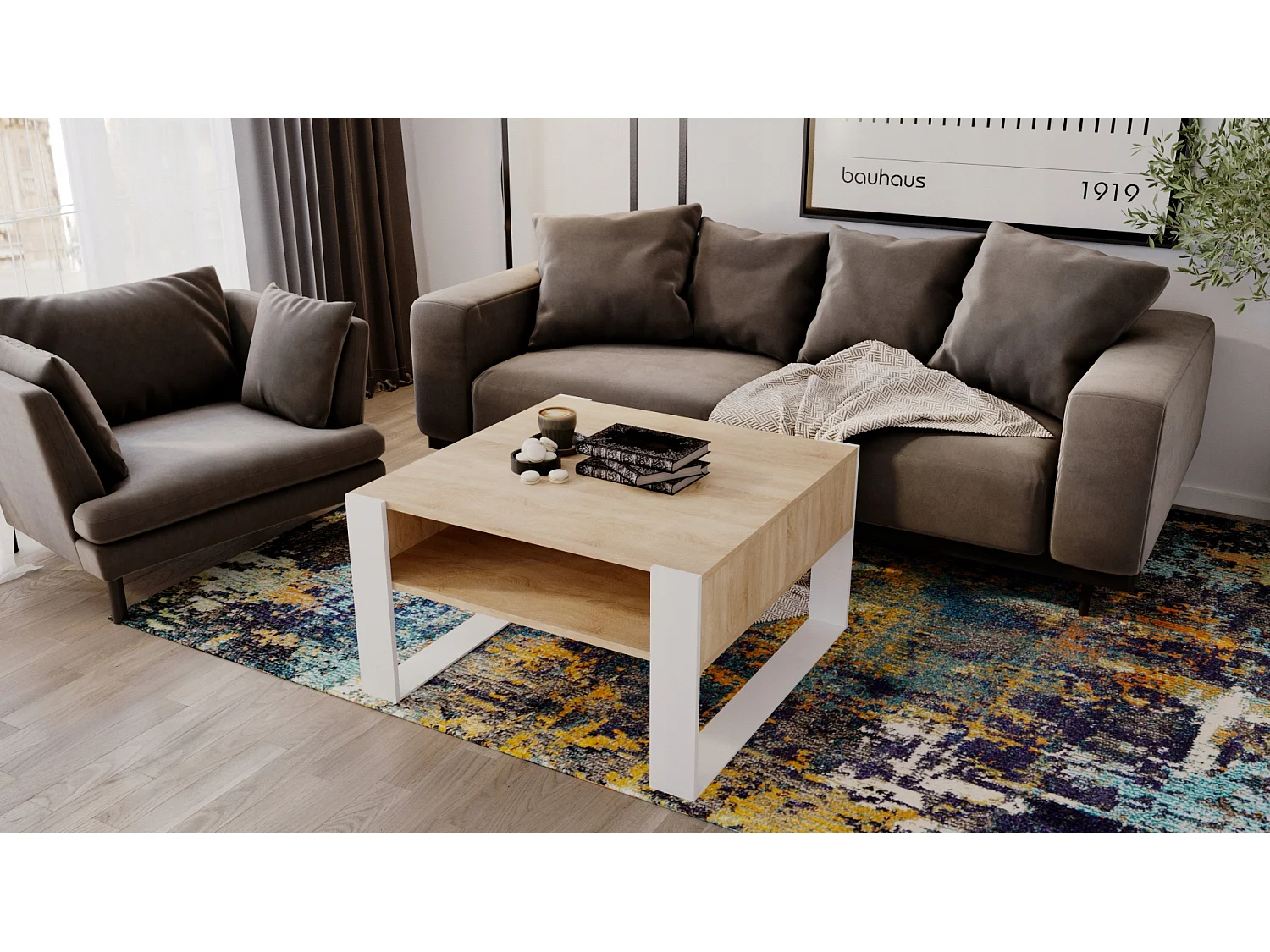 CraftPAK moderner & stabiler Couchtisch für Wohnzimmer aus Holzwerkstoff 45/71.5/68cm