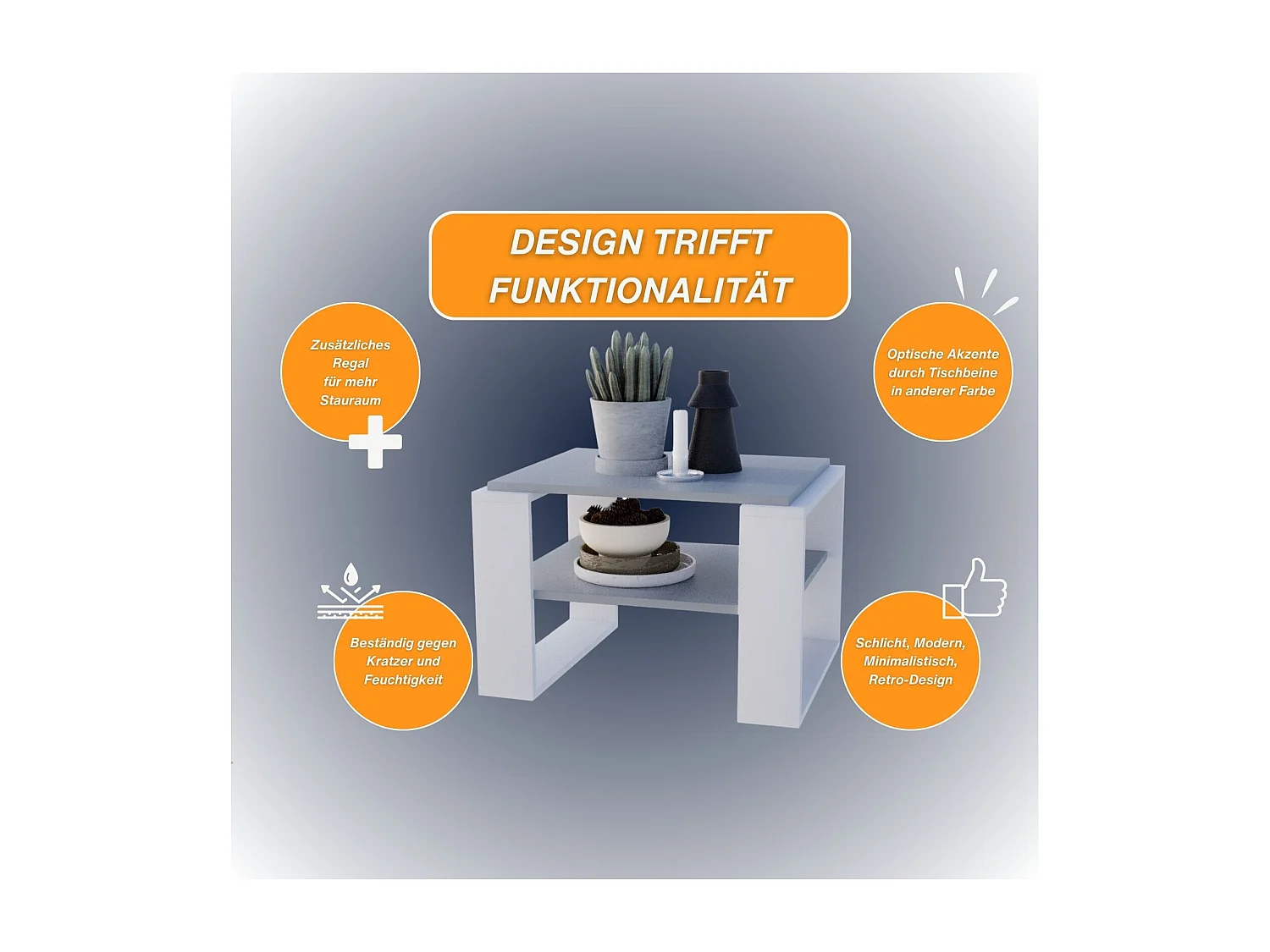 CraftPAK moderner & stabiler Couchtisch für Wohnzimmer aus Holzwerkstoff 44x54x63cm