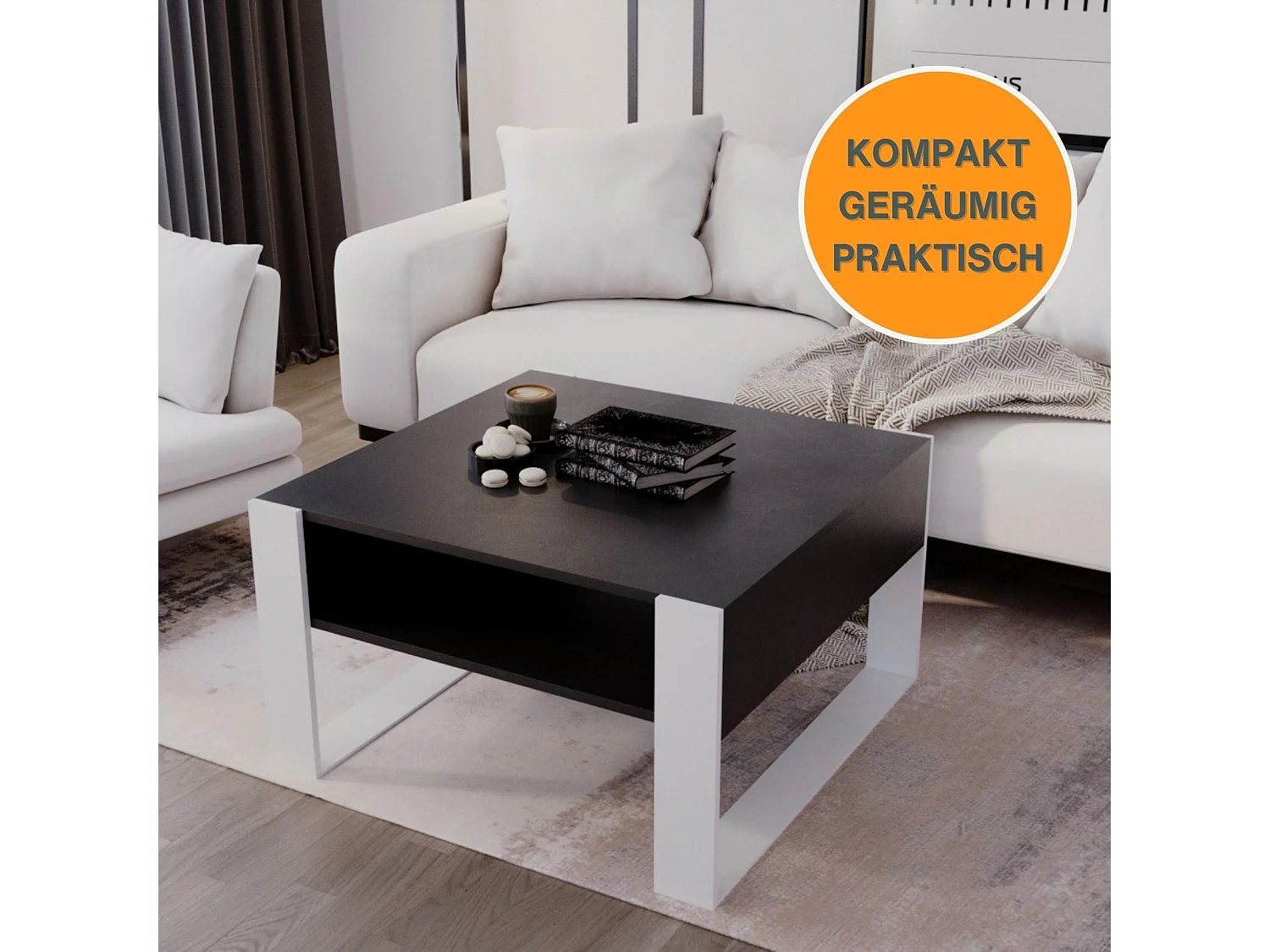 CraftPAK moderner & stabiler Couchtisch für Wohnzimmer aus Holzwerkstoff 45/71.5/68cm