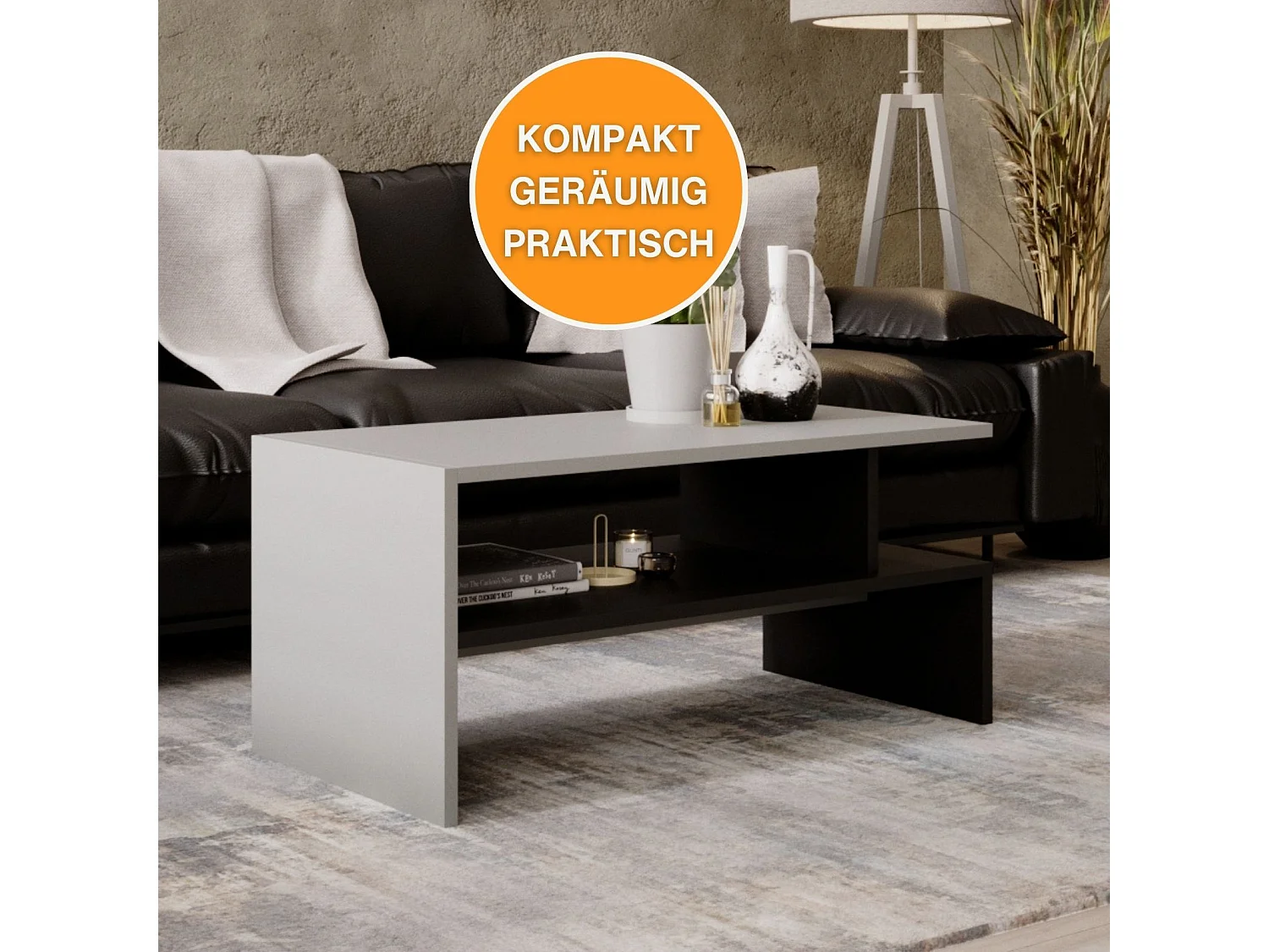 CraftPAK moderner & stabiler Couchtisch für Wohnzimmer aus Holzwerkstoff