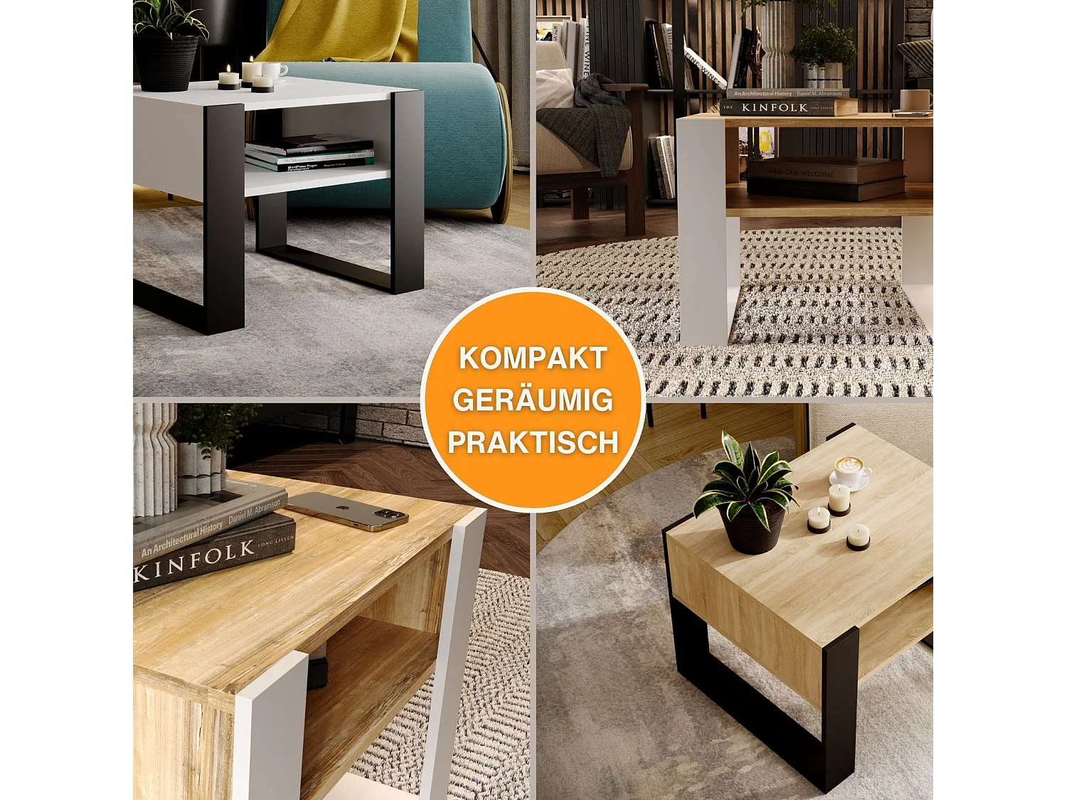 CraftPAK moderner & stabiler Couchtisch für Wohnzimmer aus Holzwerkstoff 45x53,6x65cm